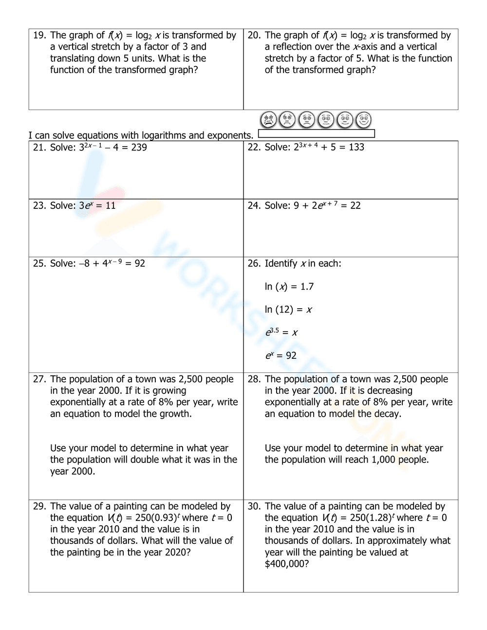 Practice Solving Logarithmic Equations Worksheet - Page 17