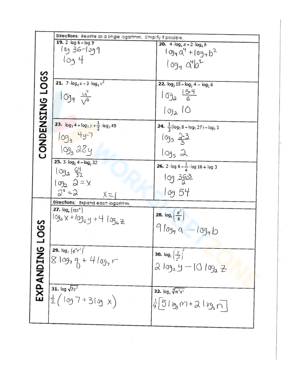 Practice Solving Logarithmic Equations Worksheet - Page 21