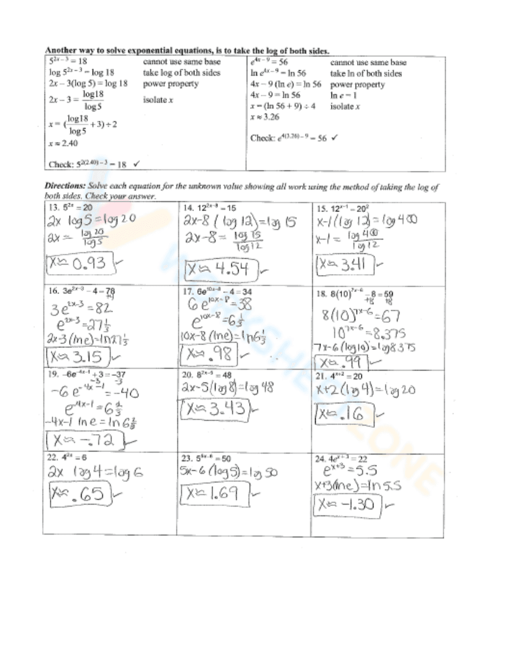 Practice Solving Logarithmic Equations Worksheet - Page 23