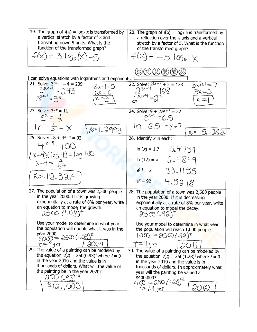 Practice Solving Logarithmic Equations Worksheet - Page 33