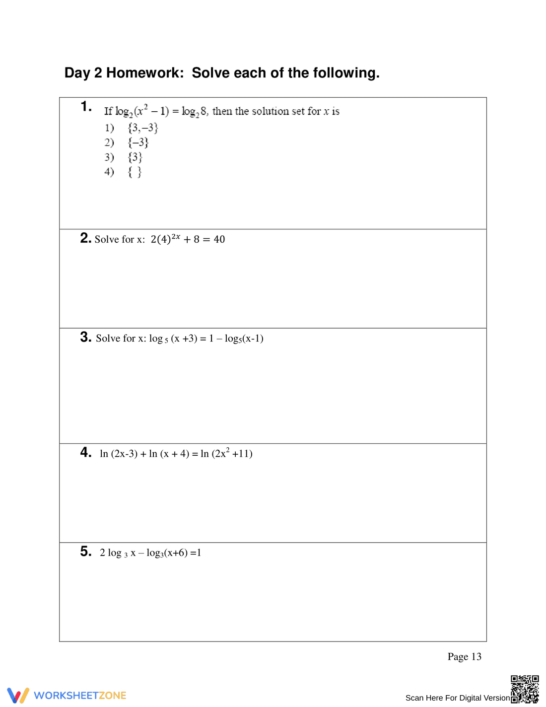 Advanced Logarithmic Equations Solving Practice - Page 13