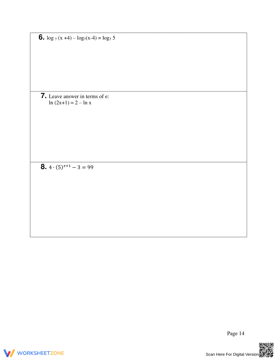 Advanced Logarithmic Equations Solving Practice - Page 14