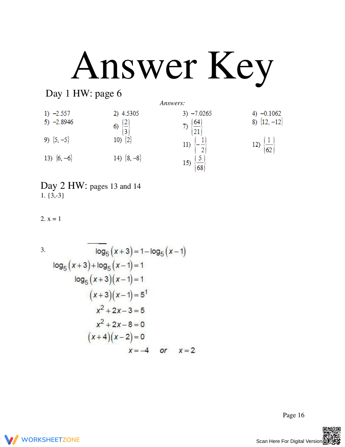 Advanced Logarithmic Equations Solving Practice - Page 16