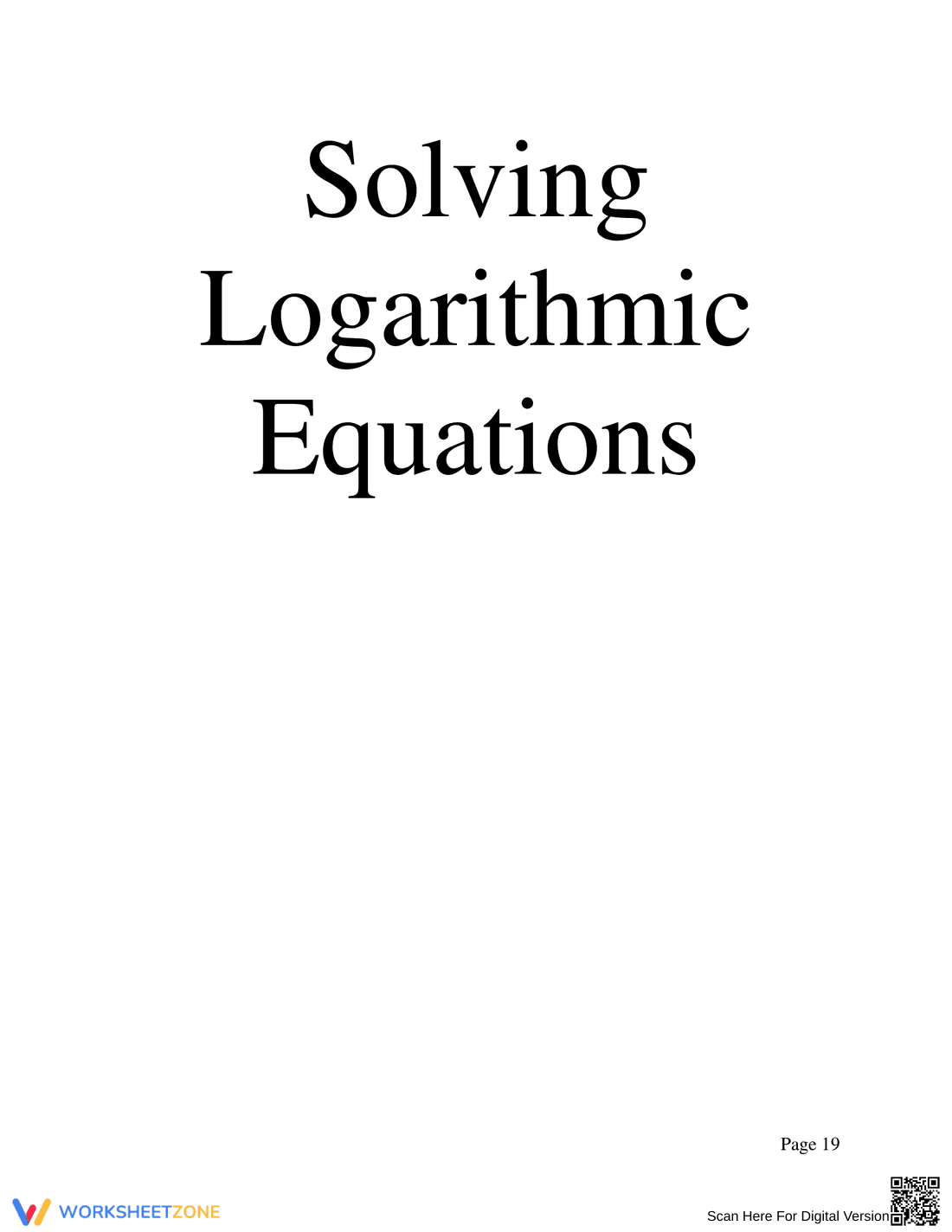Advanced Logarithmic Equations Solving Practice - Page 19