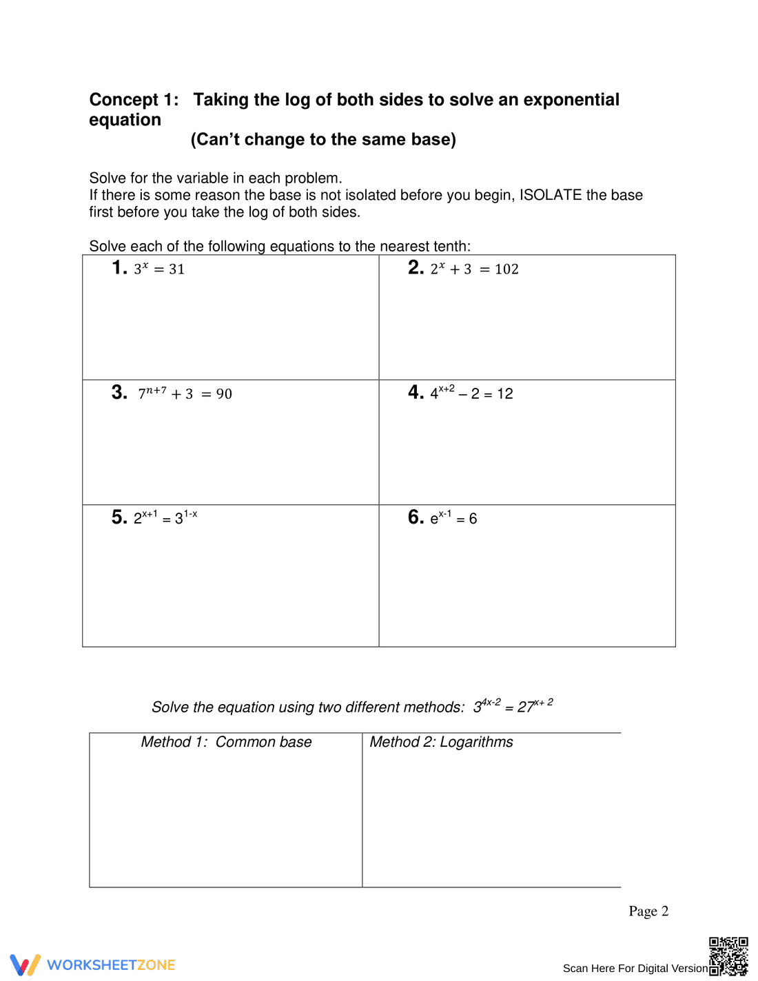 Advanced Logarithmic Equations Solving Practice - Page 2