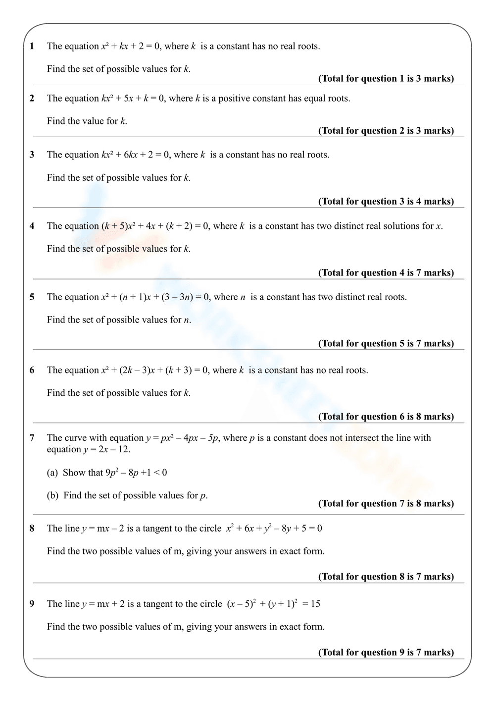 Using The Discriminant: Quadratic Equations - Page 2