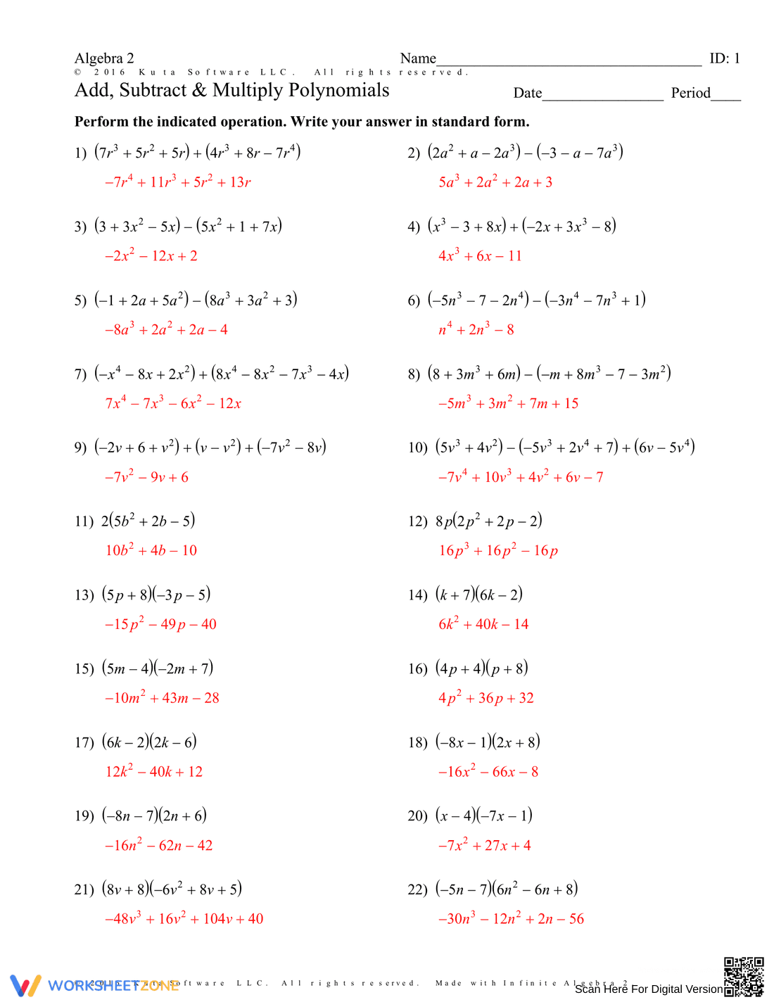 Multiplying Polynomials: Practice Problems - Page 2