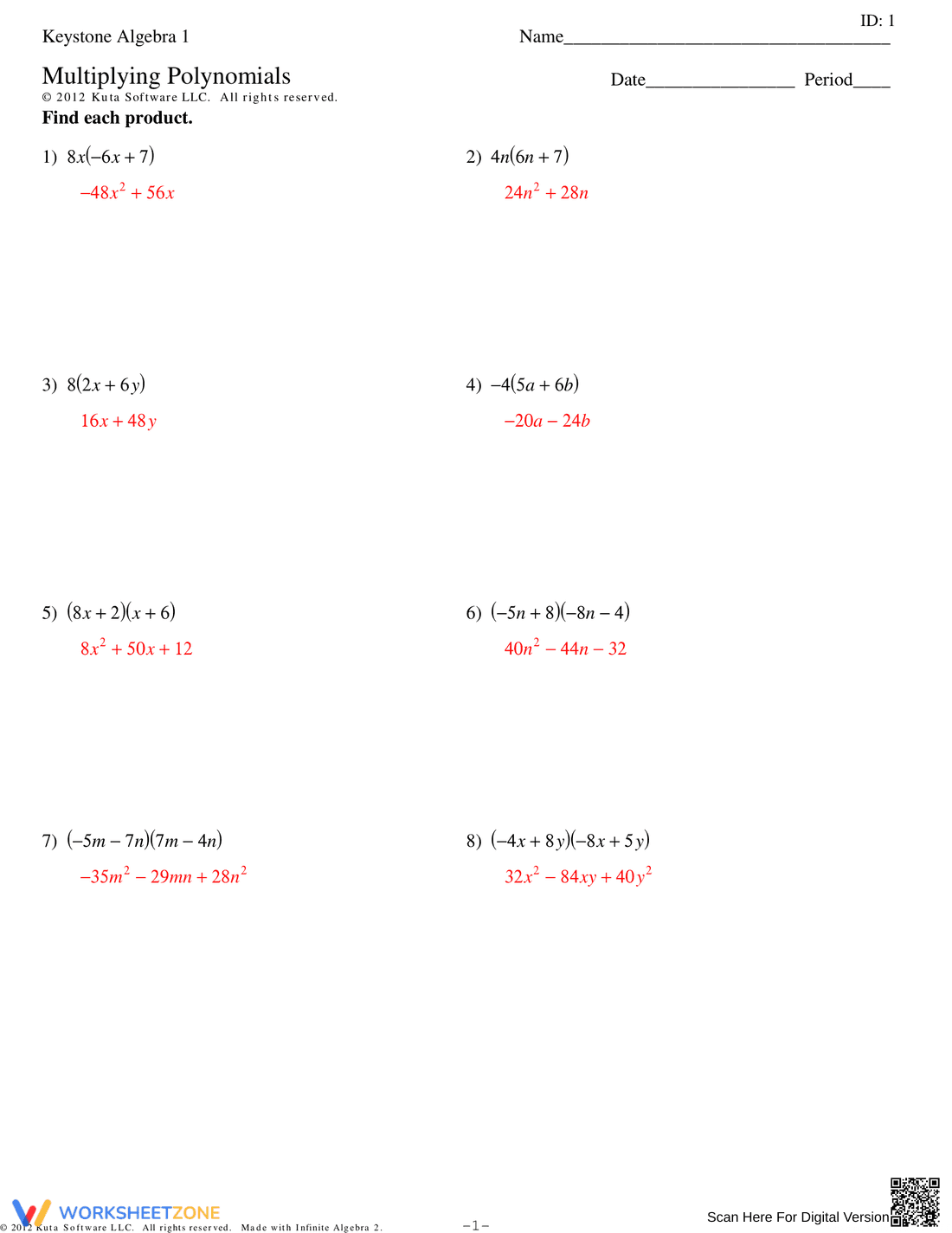 Multiplying Polynomials with Key Practice - Page 3
