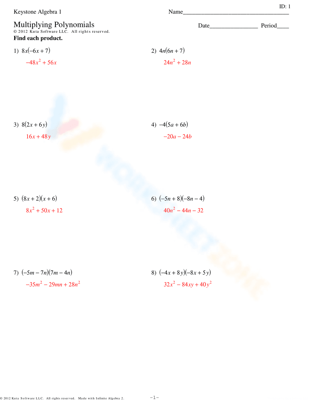 Multiplying Polynomials with Key Practice - Page 2