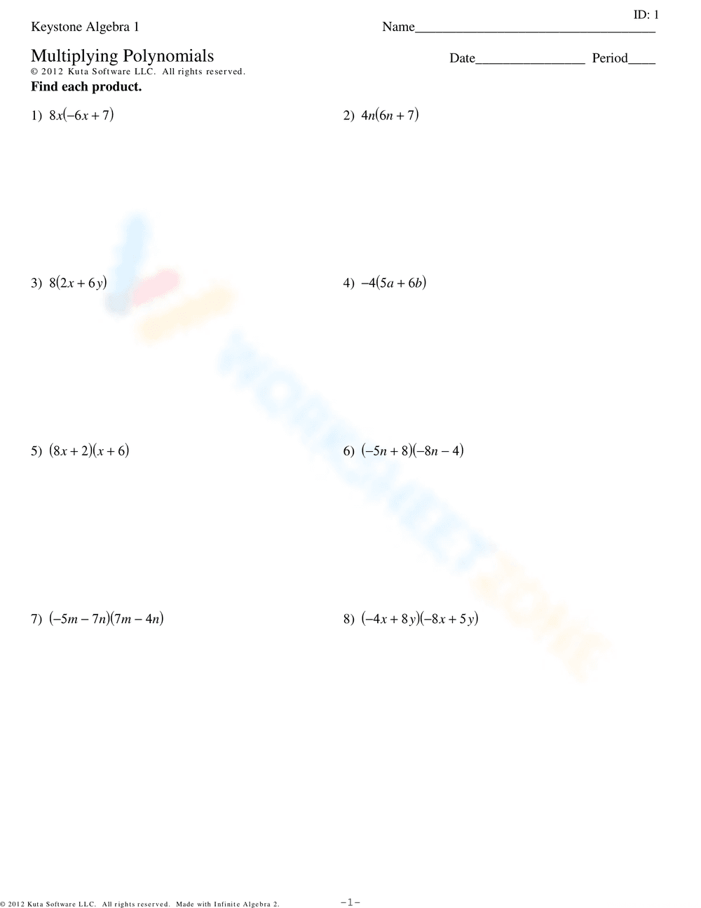 Multiplying Polynomials with Key Practice - Page 3