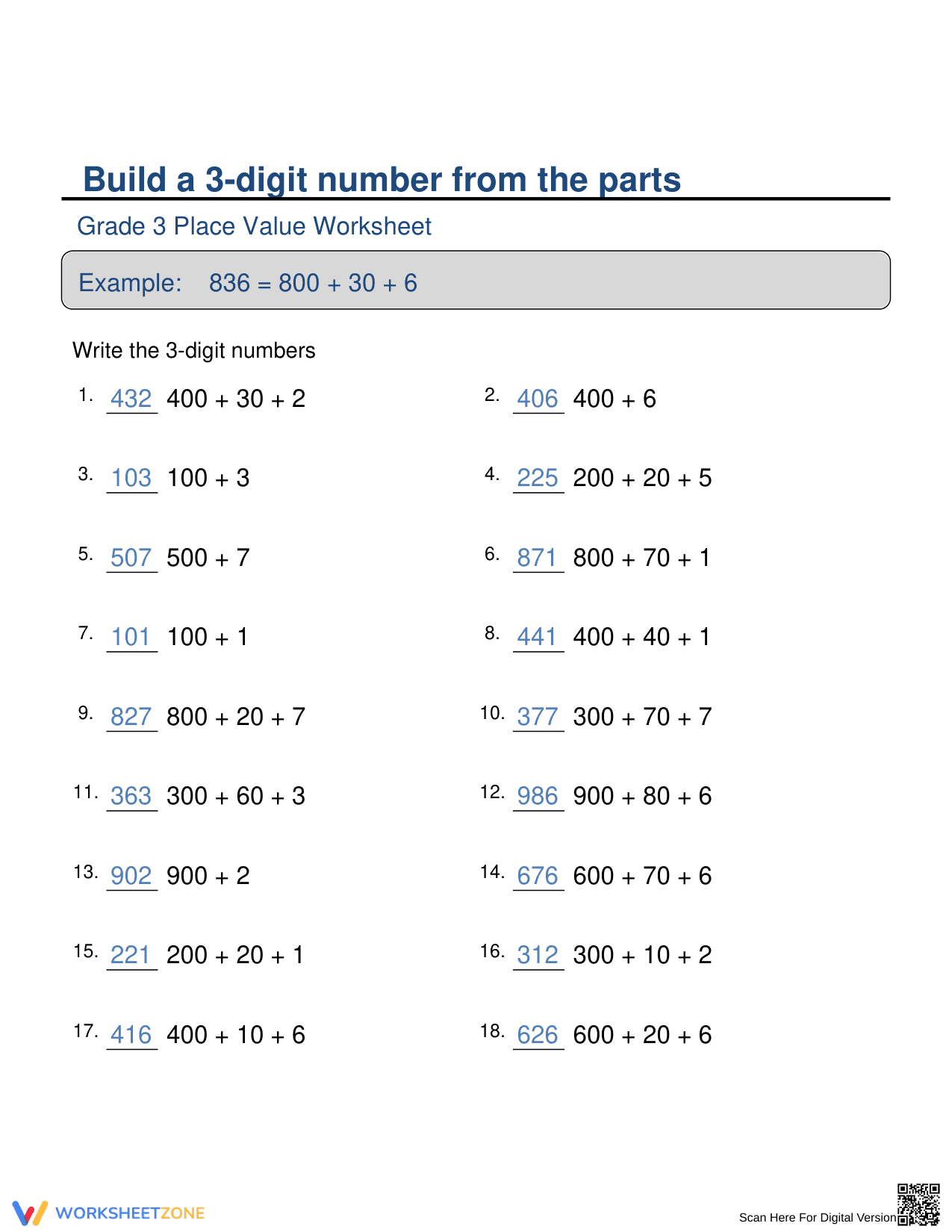 Build a 3-Digit Number: Place Value Activity - Page 2
