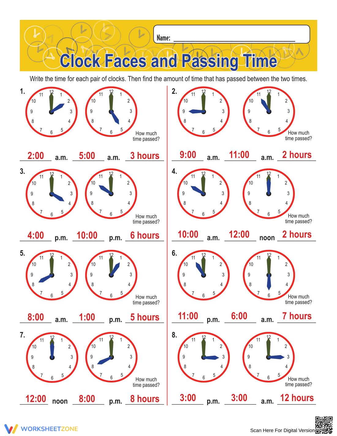 Clock Faces and Passing Time Activities - Page 2