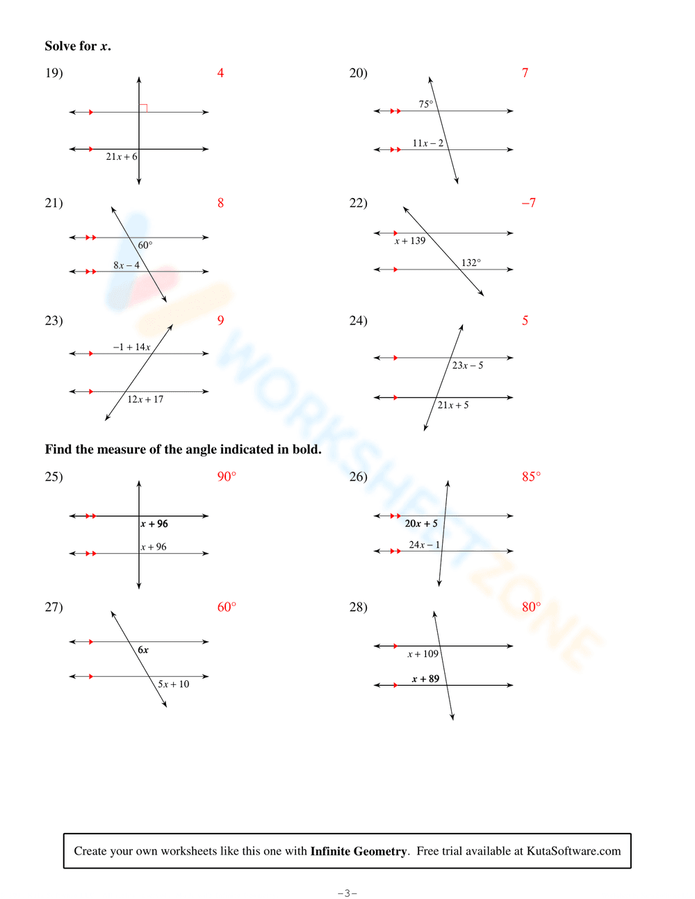 Updated Worksheet: Parallel Lines and Transversals - Page 6