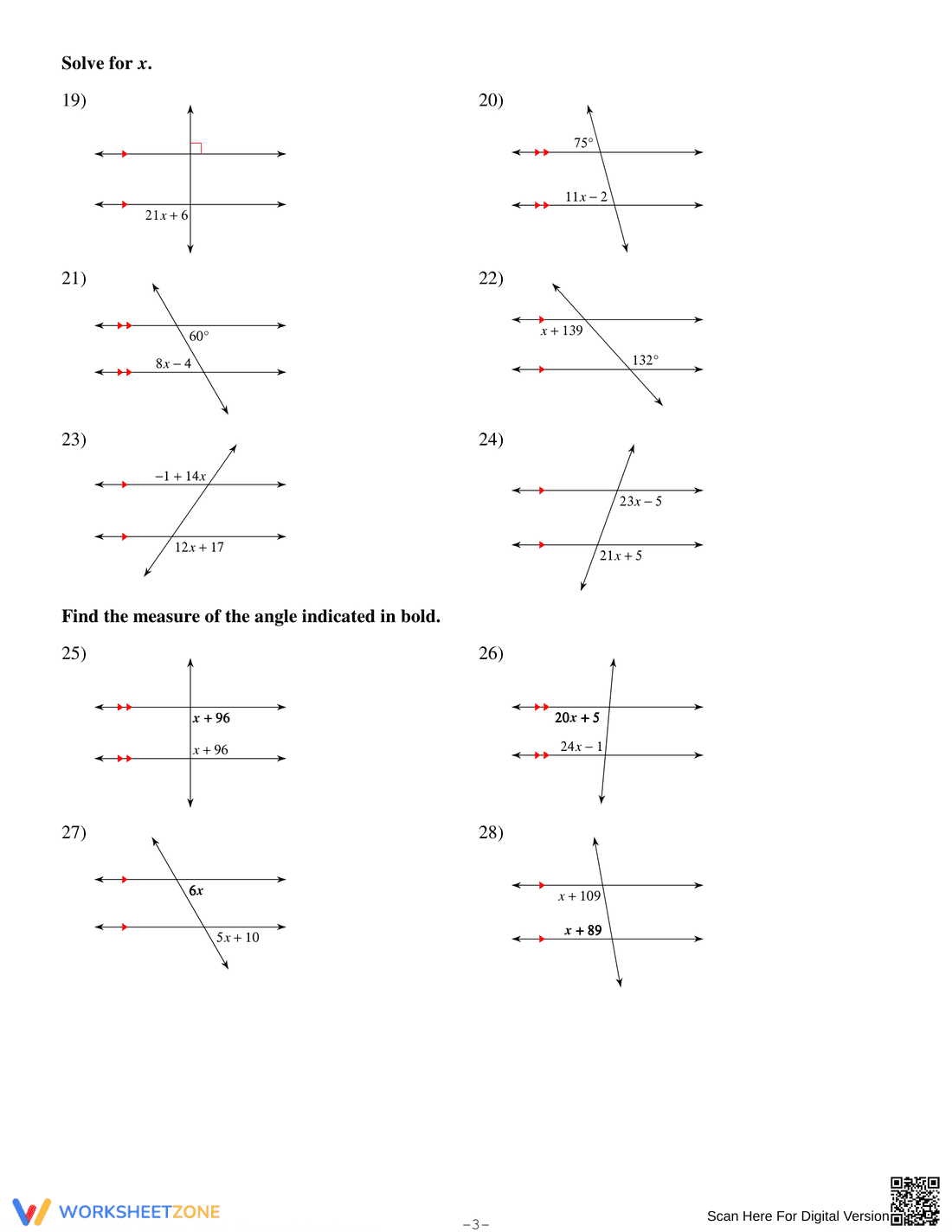 Updated Worksheet: Parallel Lines and Transversals - Page 3