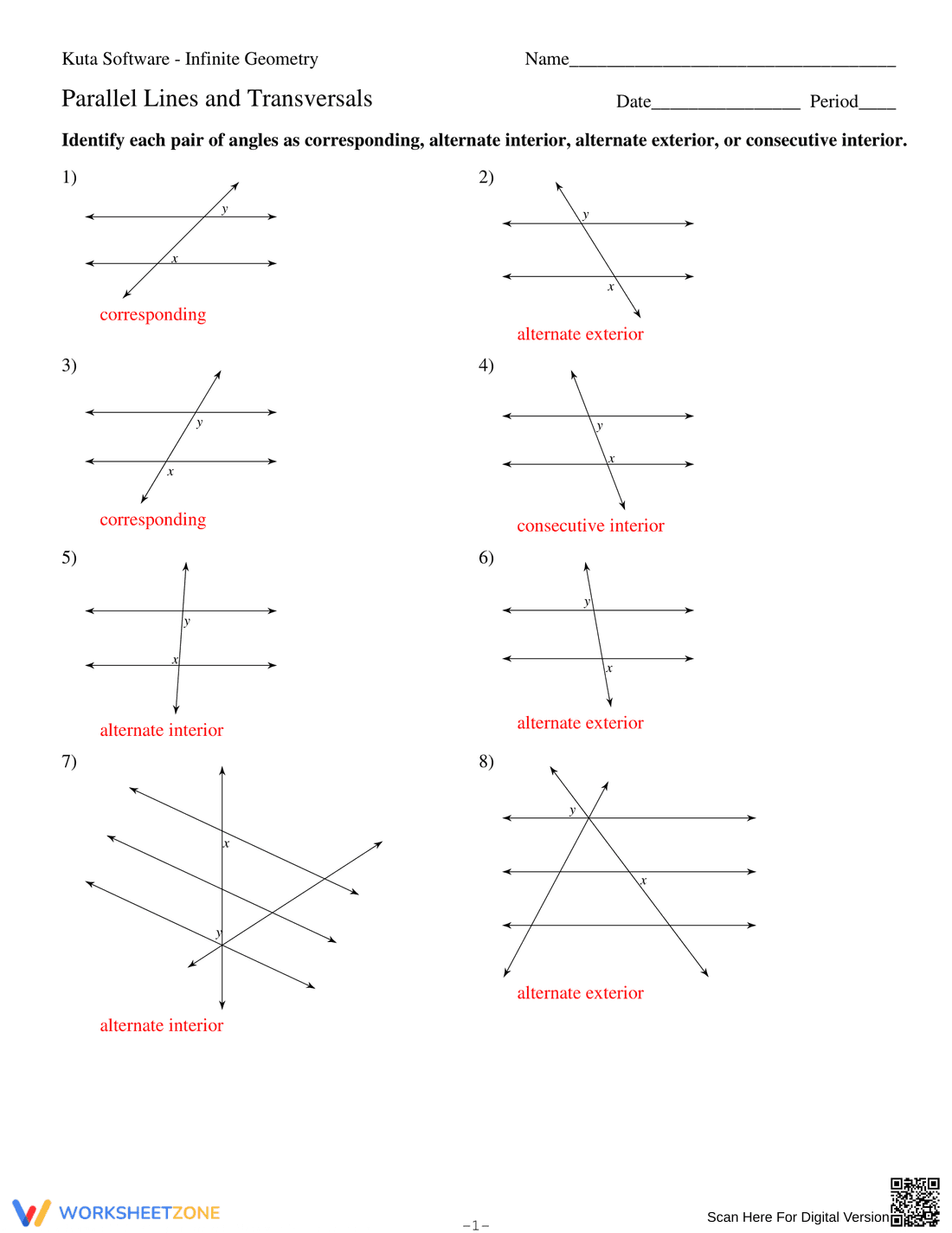Updated Worksheet: Parallel Lines and Transversals - Page 4