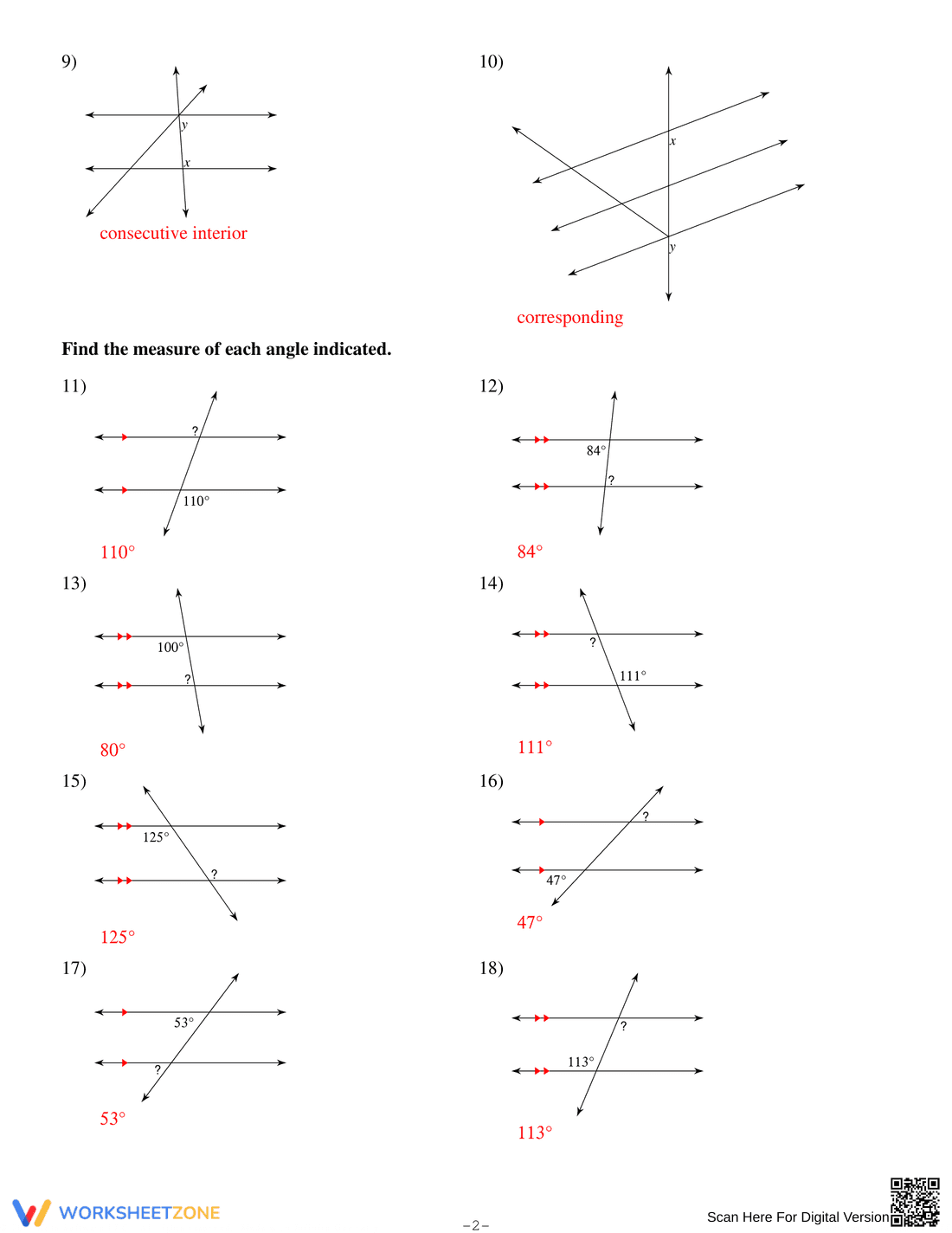 Updated Worksheet: Parallel Lines and Transversals - Page 5