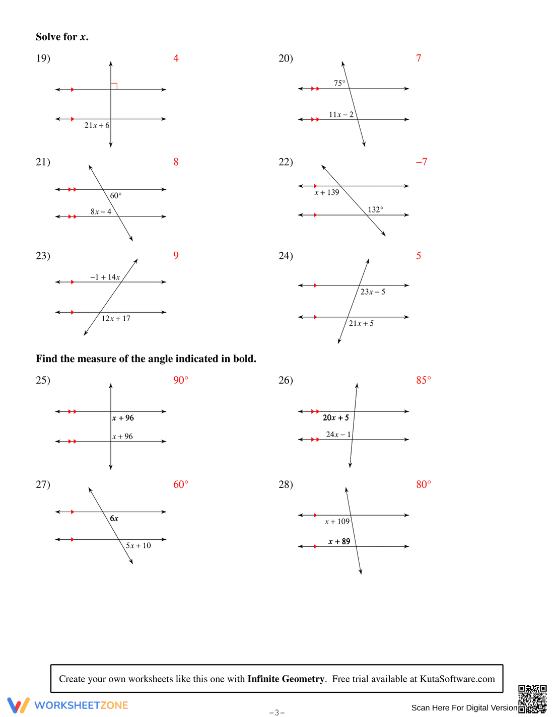Updated Worksheet: Parallel Lines and Transversals - Page 6
