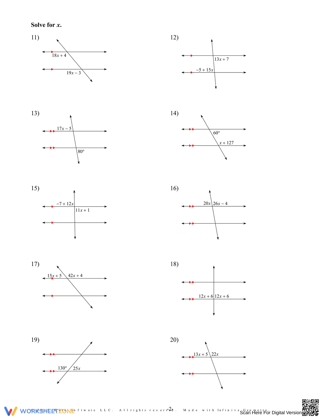 Parallel Lines and Transversals: Geometry Practice - Page 11