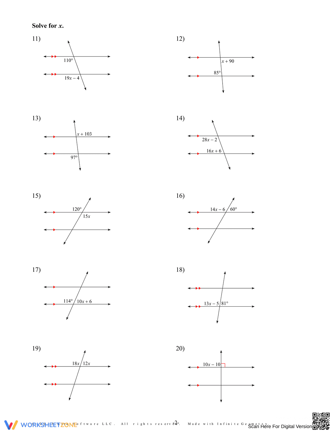 Parallel Lines and Transversals: Geometry Practice - Page 14