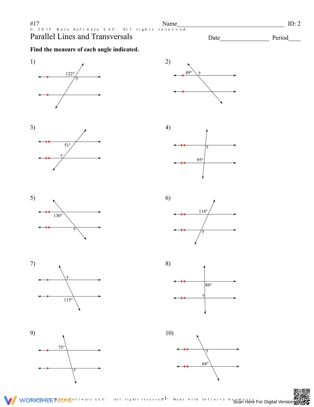 Parallel Lines and Transversals: Geometry Practice - Page 4