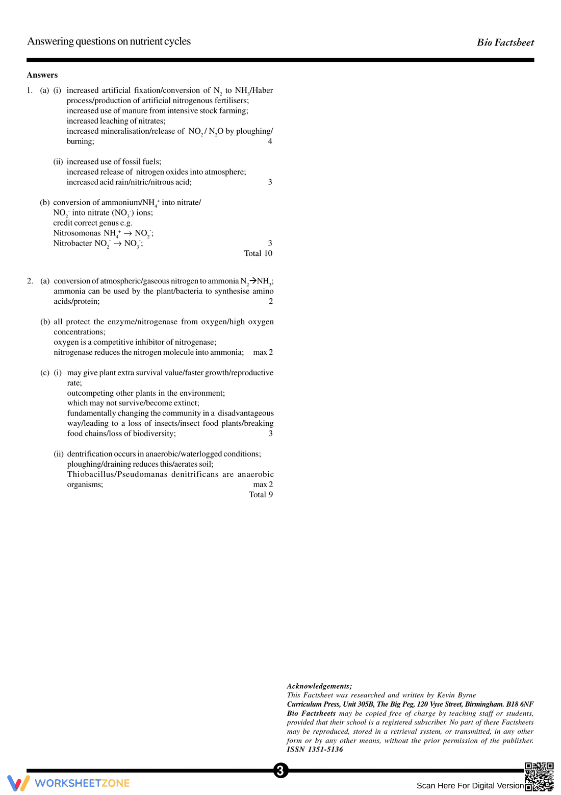 Answering Questions on Nutrient Cycles: Worksheet for Ecology - Page 3