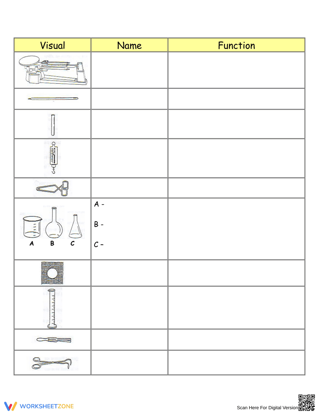Becoming Familiar with Lab Equipment Worksheet - Page 3