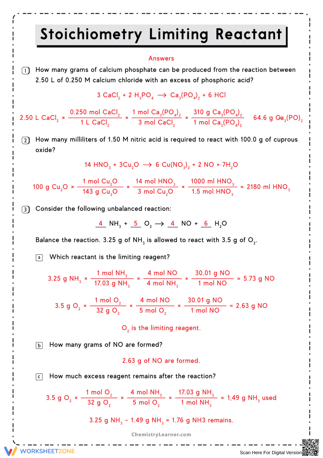 Stoichiometry and Limiting Reactants Worksheet - Page 2