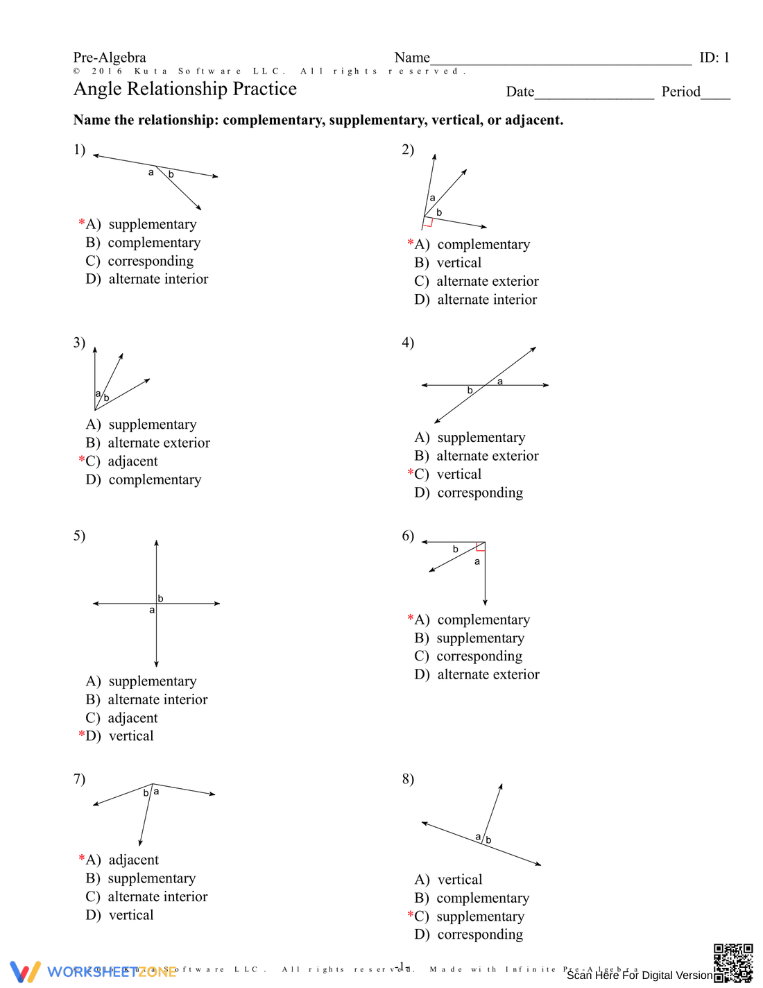 Angle Relationship Practice Worksheet - Page 3