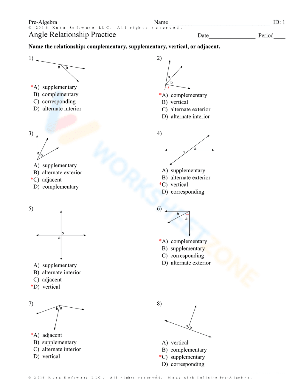 Angle Relationship Practice Worksheet - Page 3