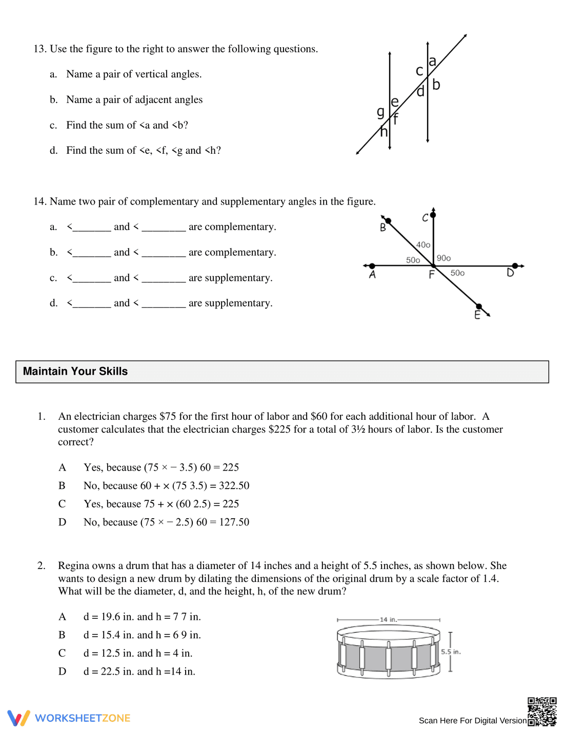 Angle Relationships Practice Worksheet 2 - Page 2