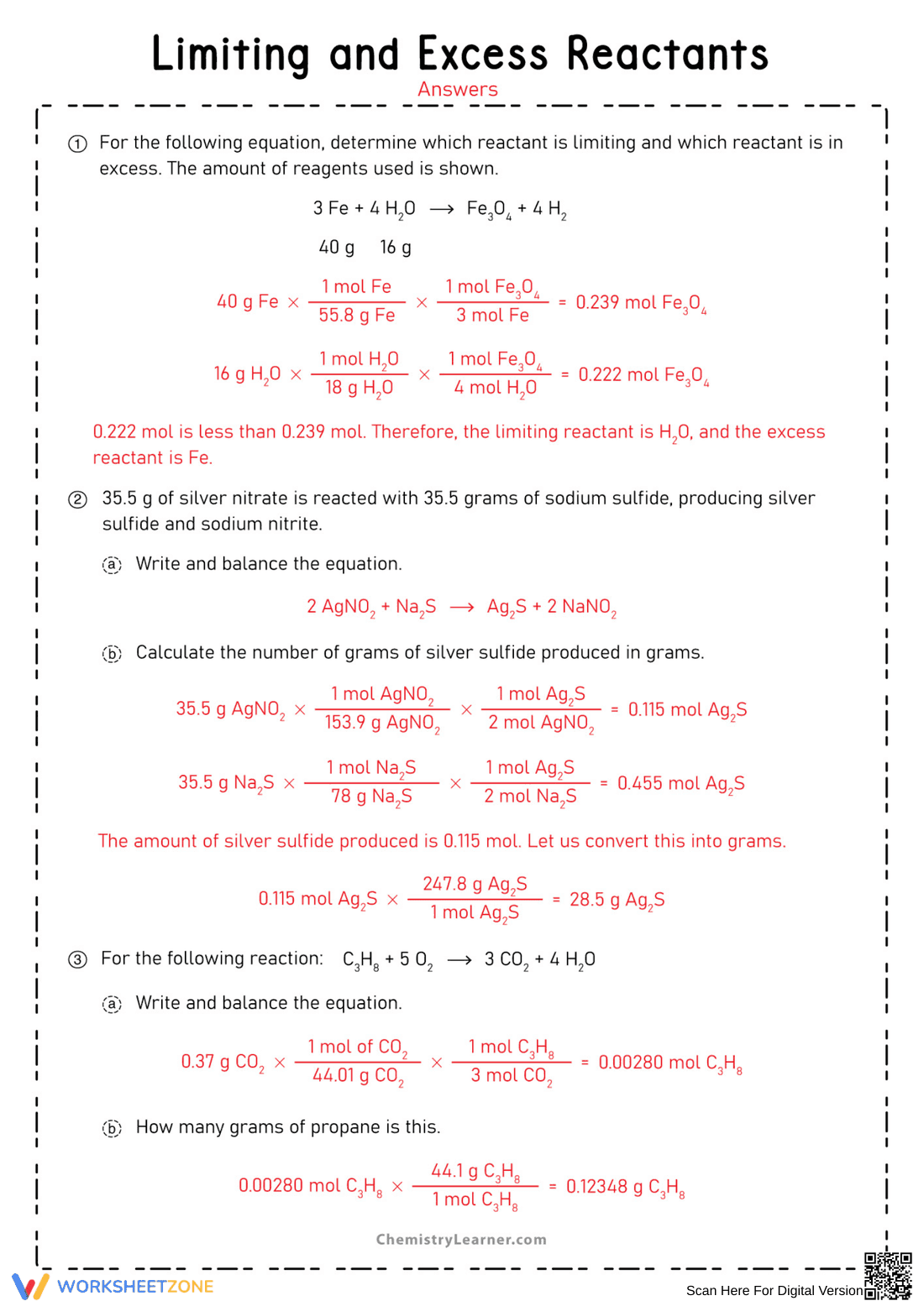 Limiting and Excess Reactants Worksheet - Page 2