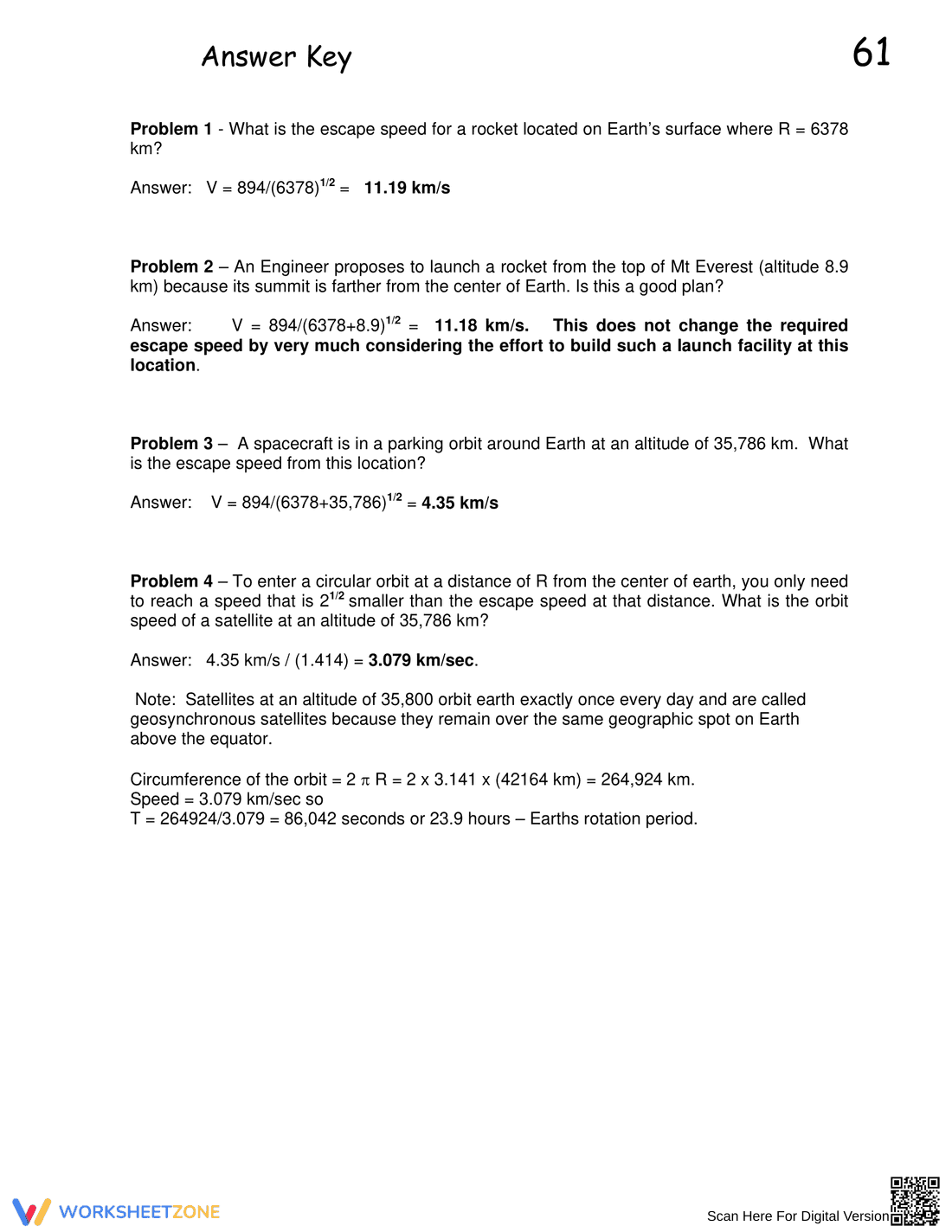 Gravity and Escape Speed Worksheet - Page 2