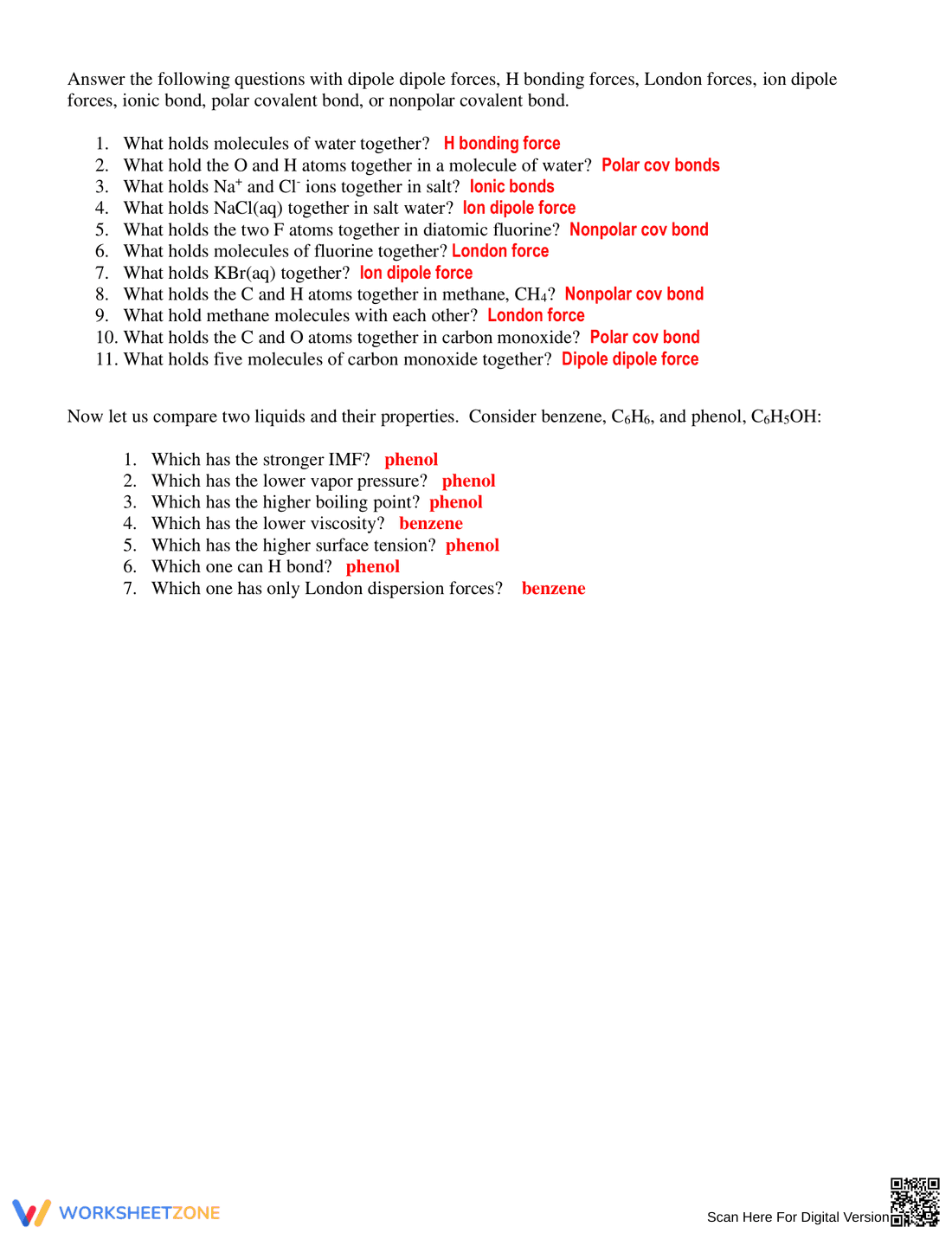 Intermolecular Forces - IMF and Bonding Types Practice - Page 3
