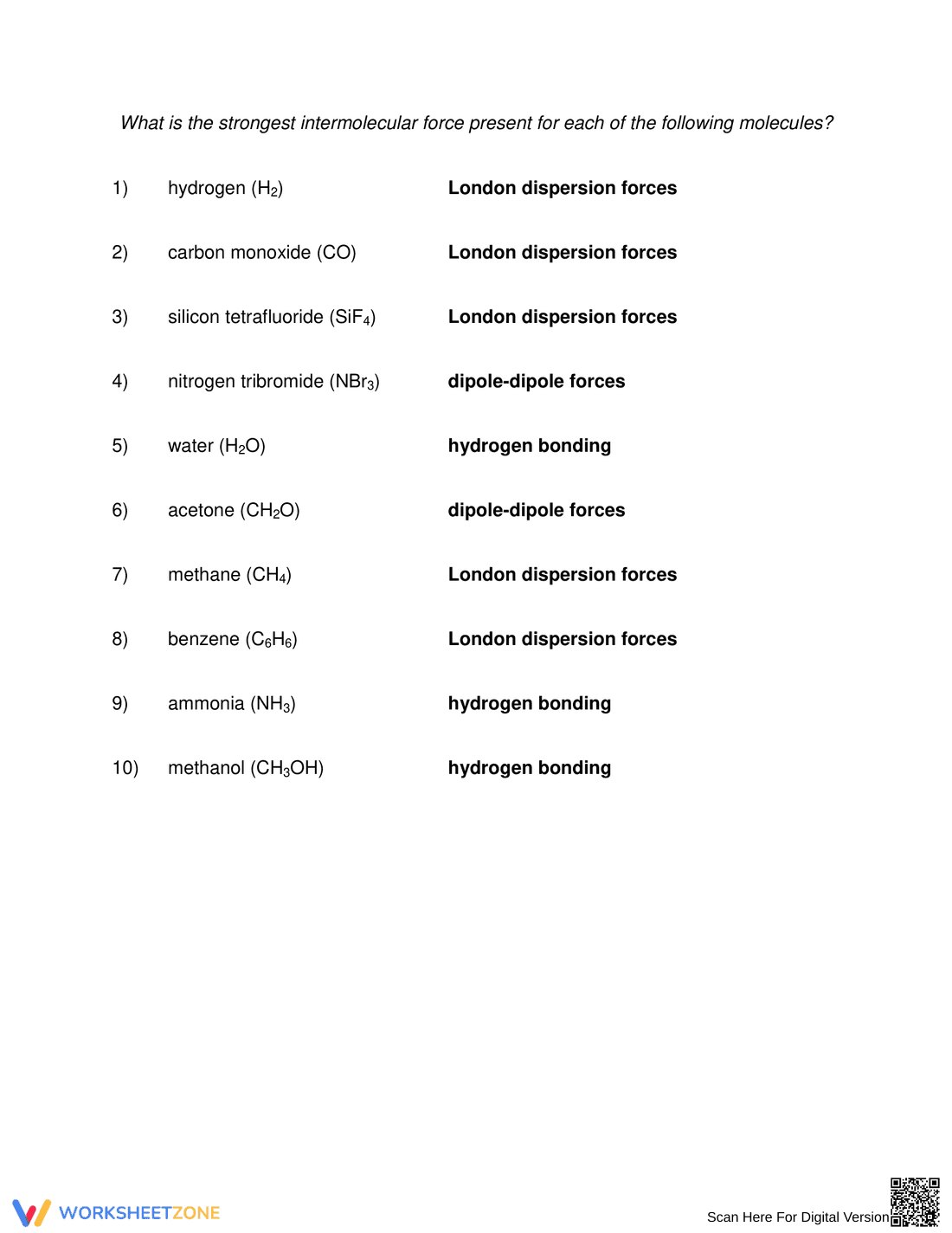 Types of Intermolecular Forces Worksheet - Page 2