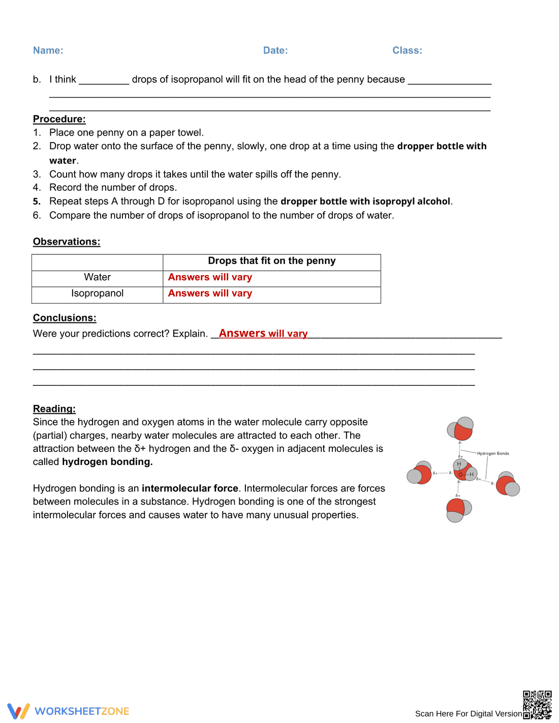 Lab on Intermolecular Forces Worksheet - Page 2