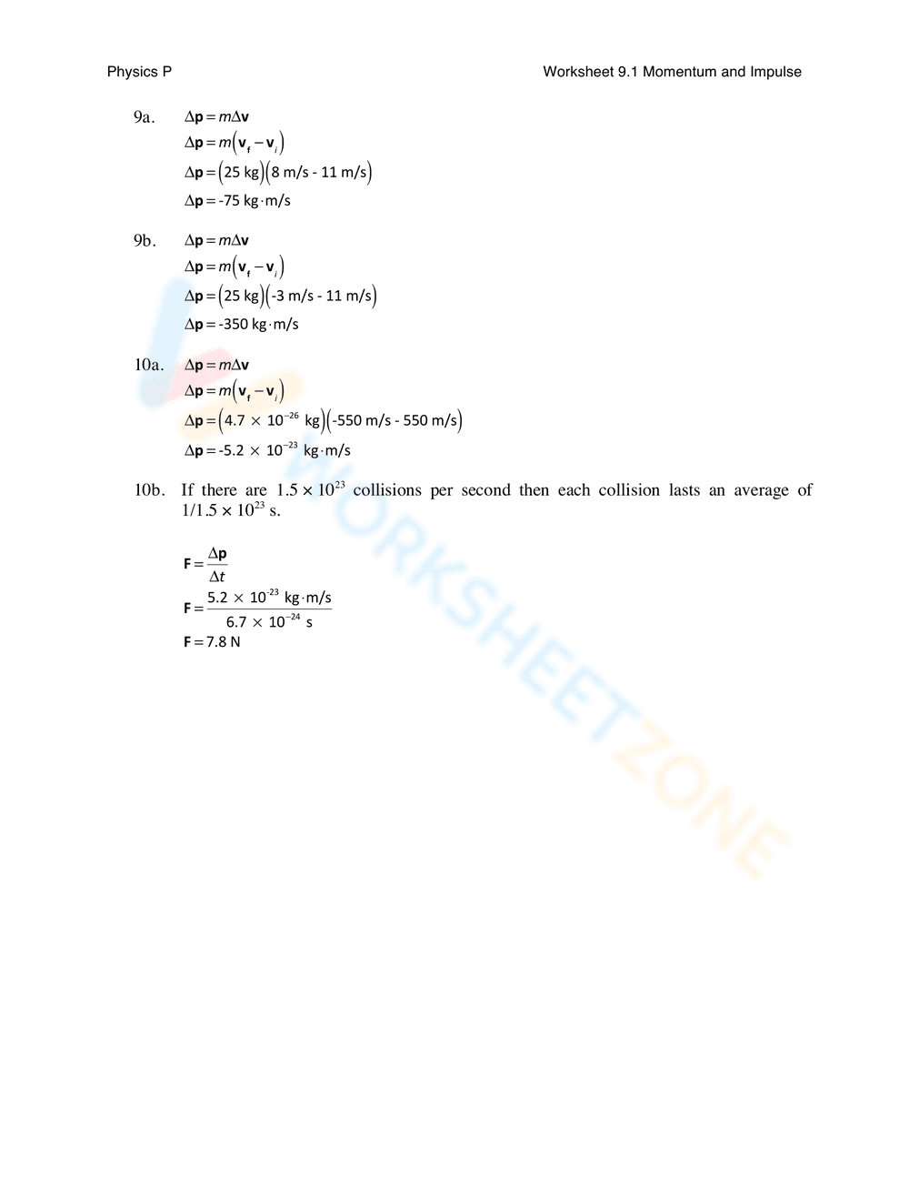 Momentum and Impulse Exploration Worksheet - Page 4