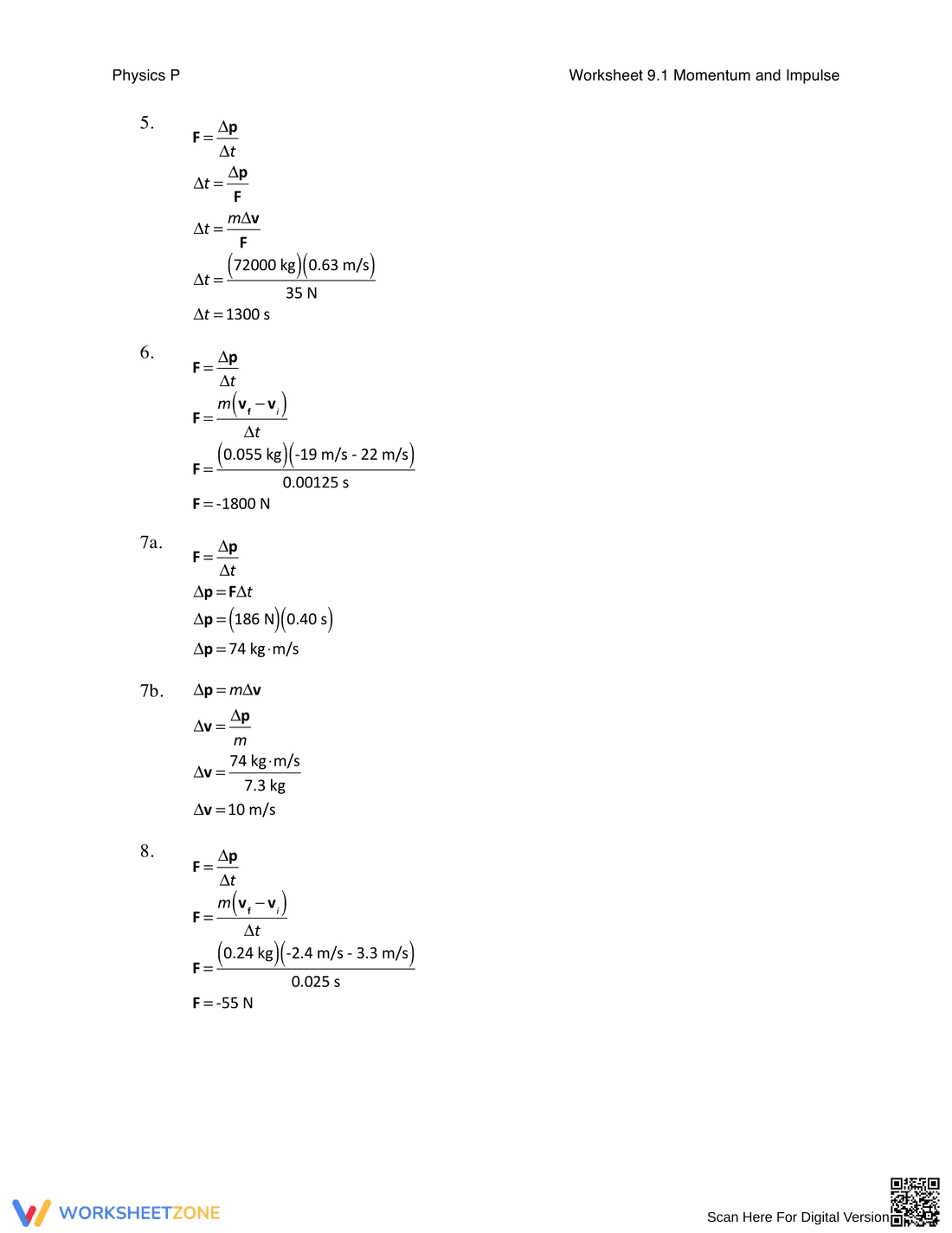 Momentum and Impulse Exploration Worksheet - Page 3
