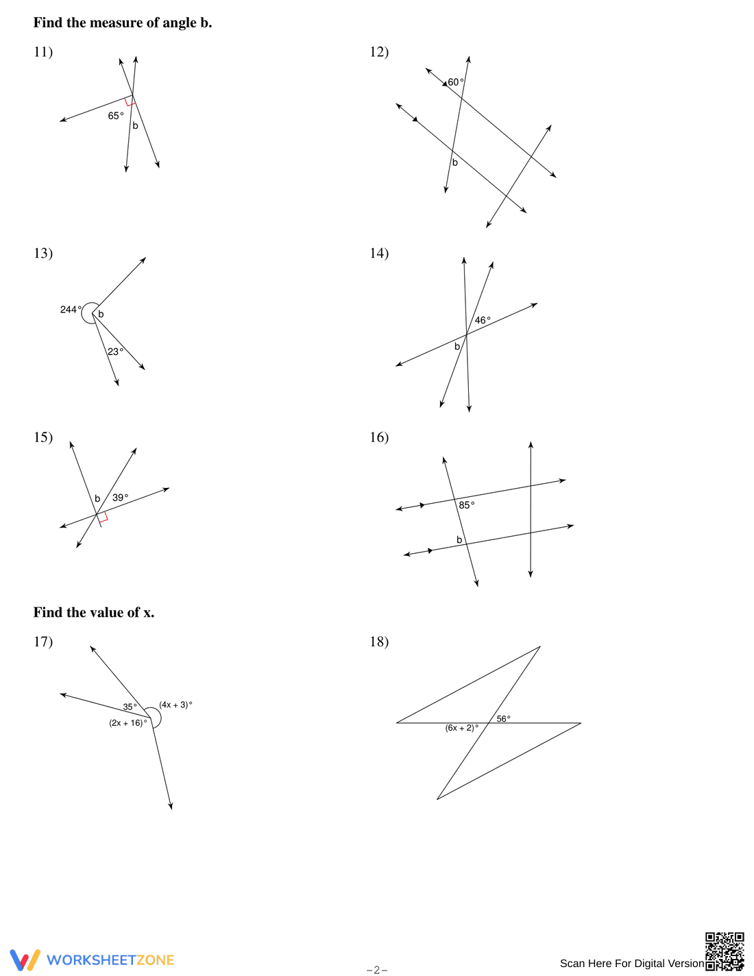 Angle Relationships Practice Worksheet - Page 2