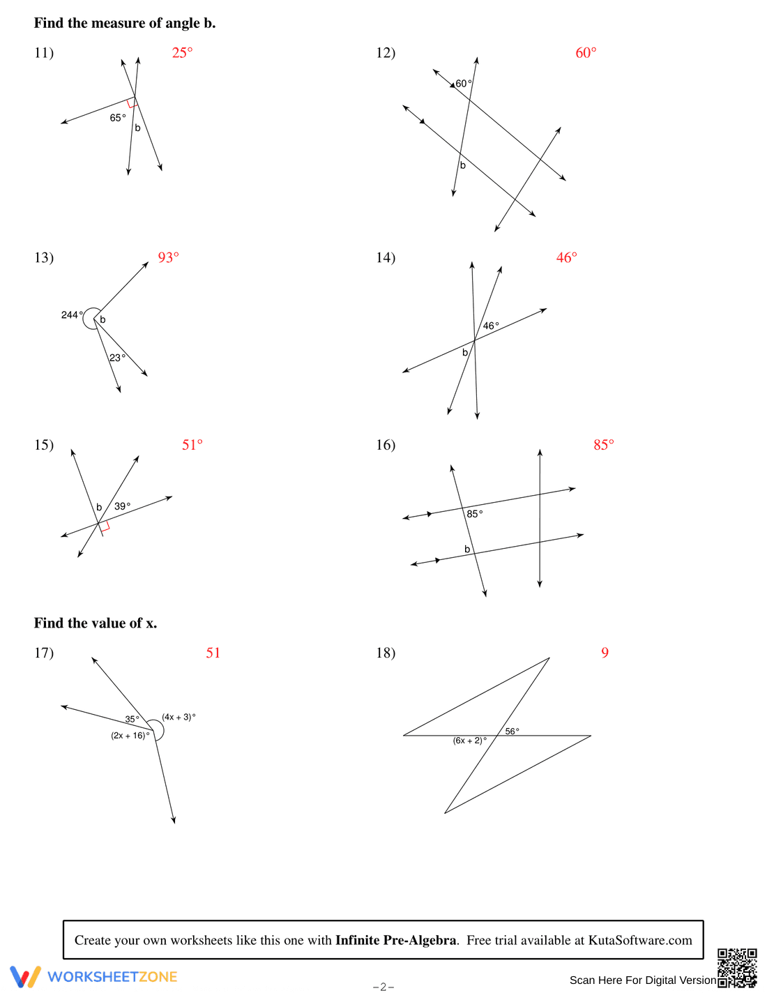 Angle Relationships Practice Worksheet - Page 4