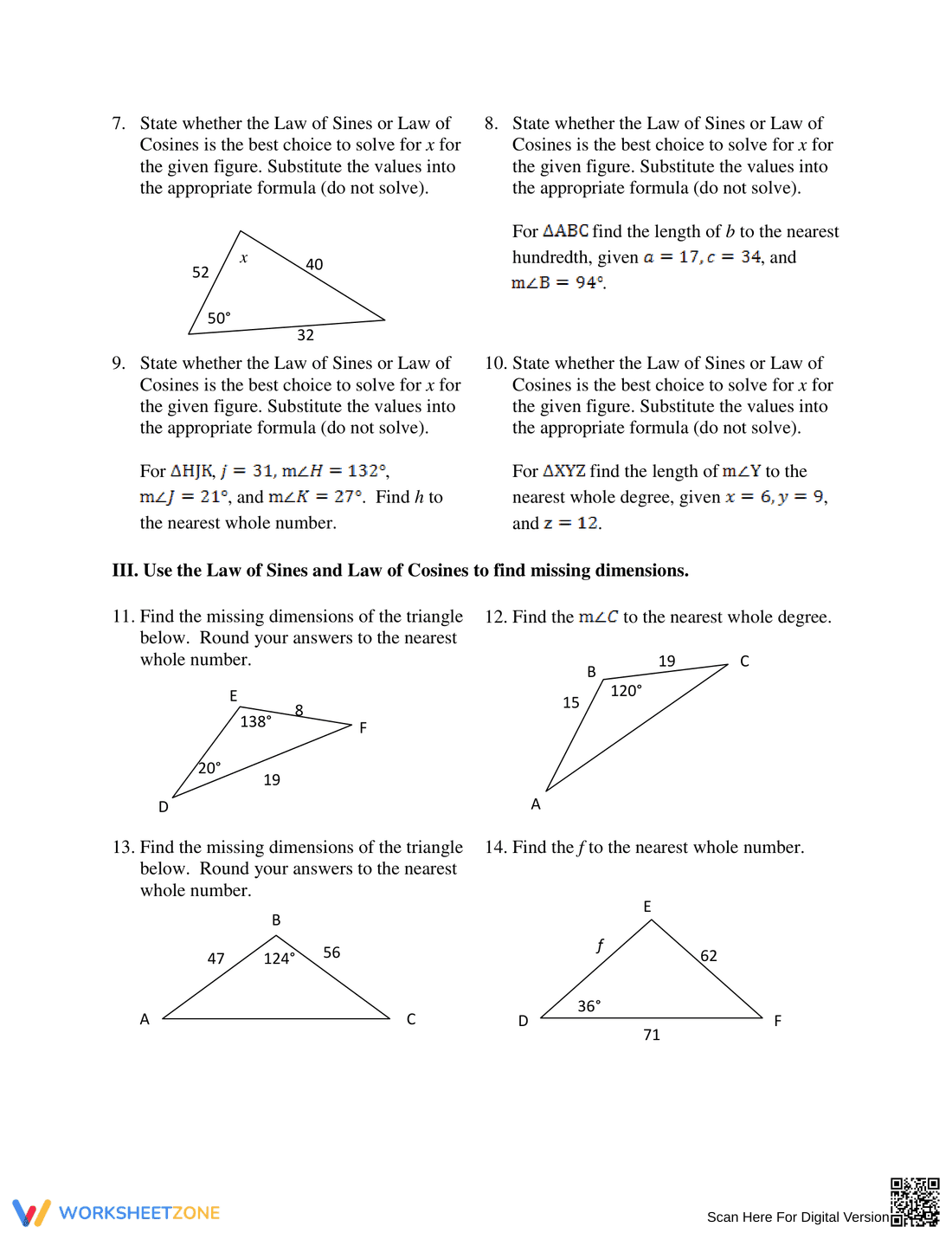 Apply the Law of Cosines - Page 4