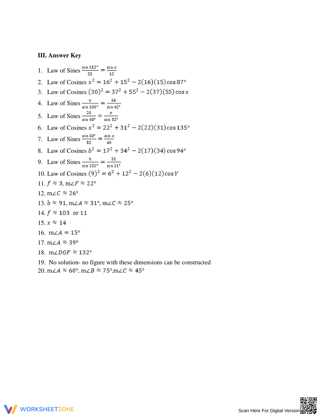 Apply the Law of Cosines - Page 7