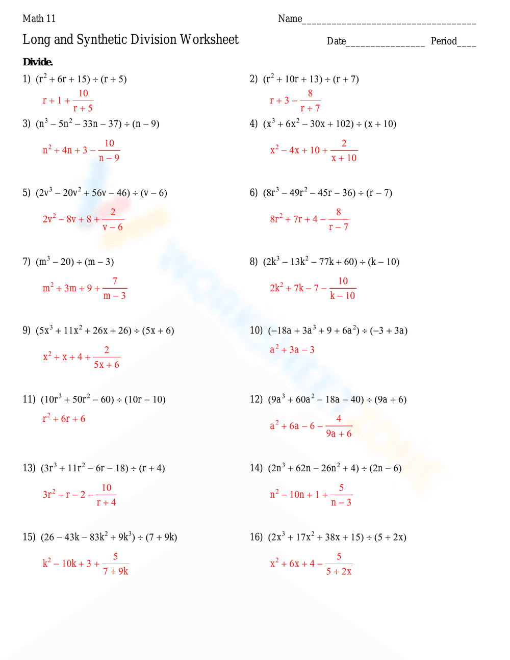 Solve with Long and Synthetic Division - Page 2