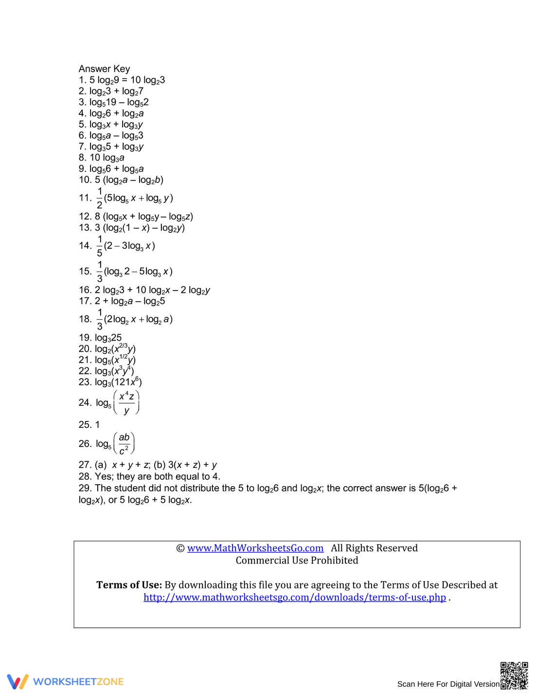 Practice with Logarithm Properties - Page 4