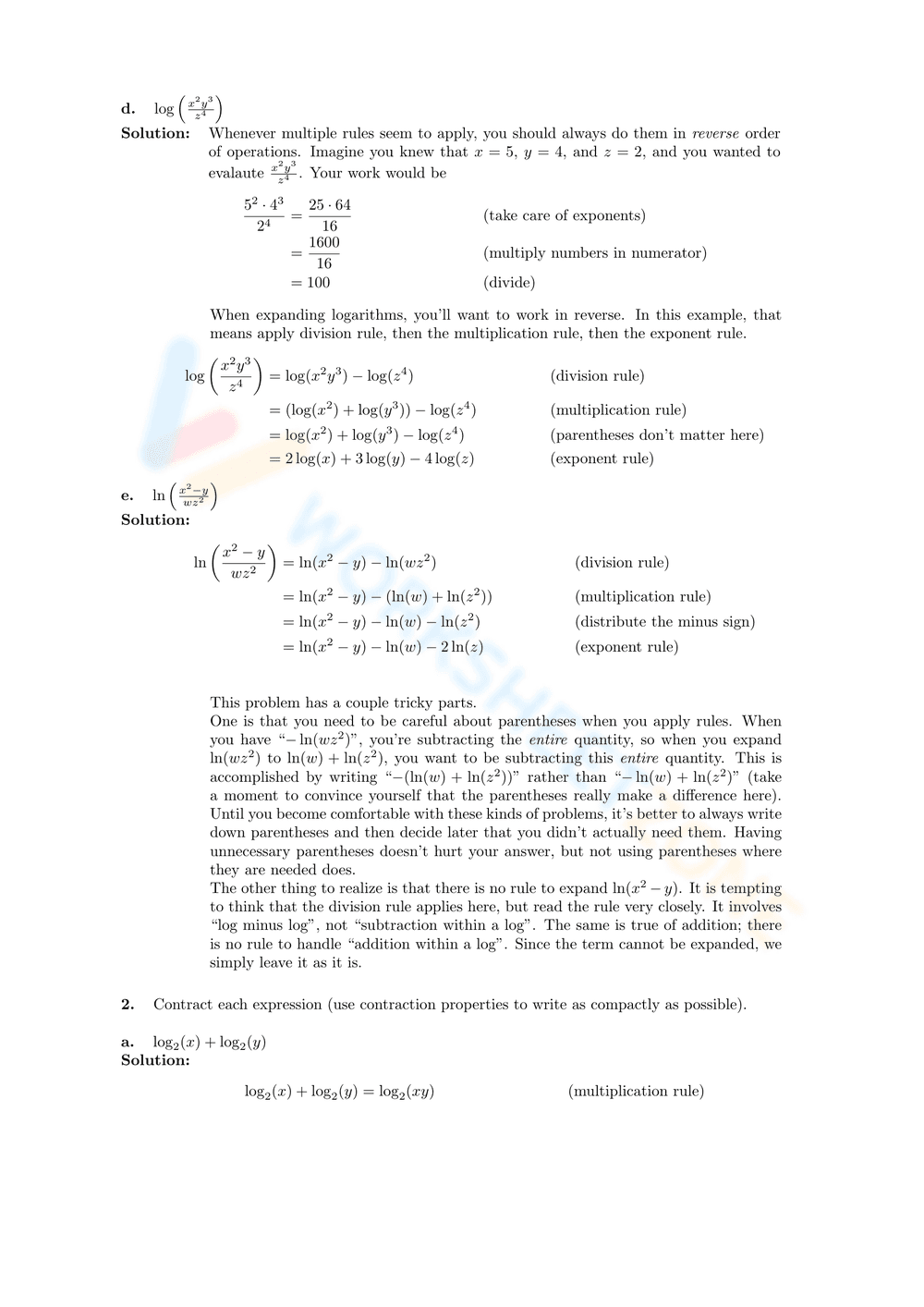 Utilizing Logarithm Properties - Page 2