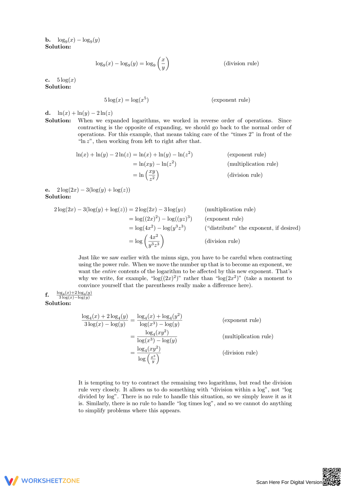 Utilizing Logarithm Properties - Page 3