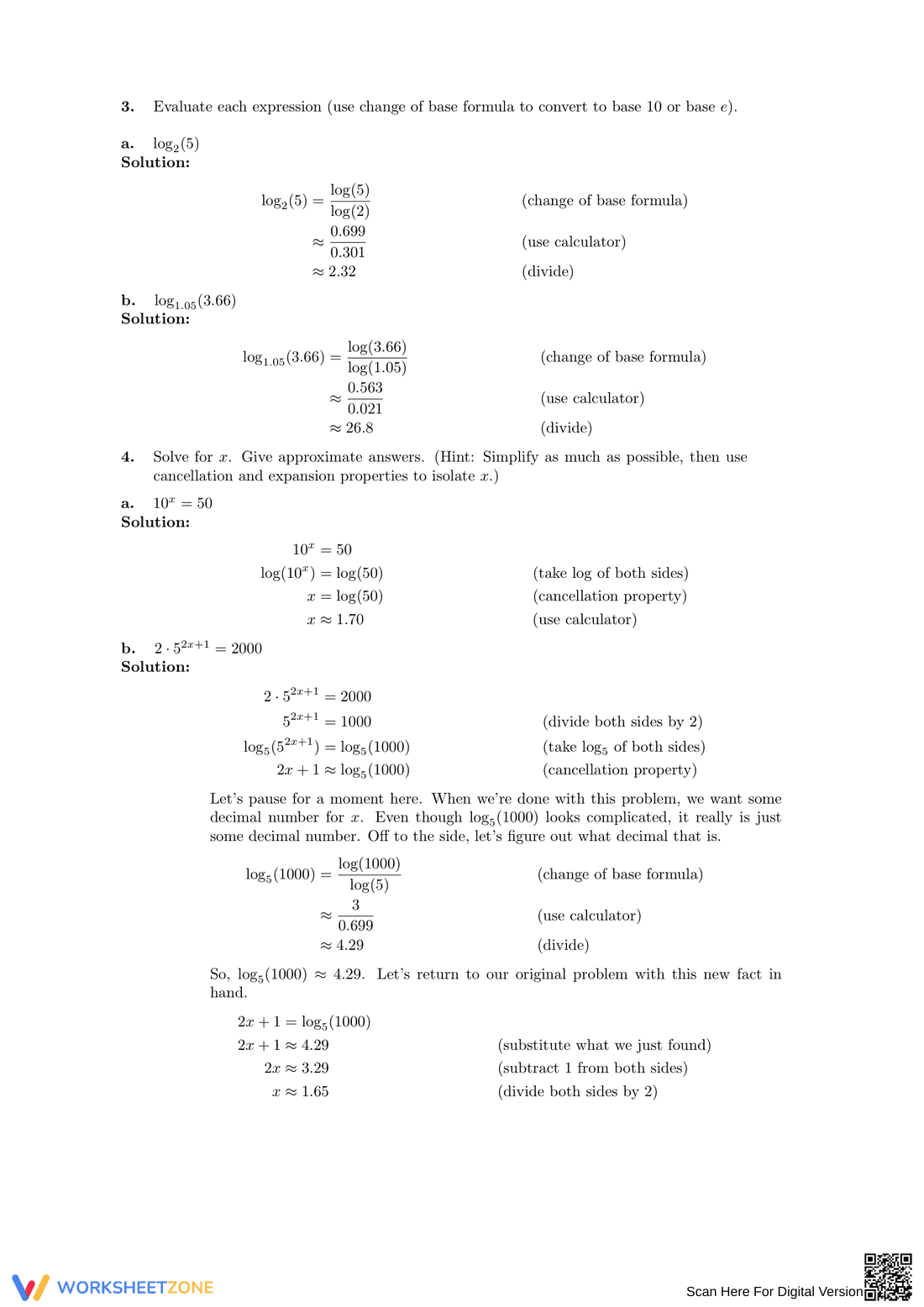 Utilizing Logarithm Properties - Page 4