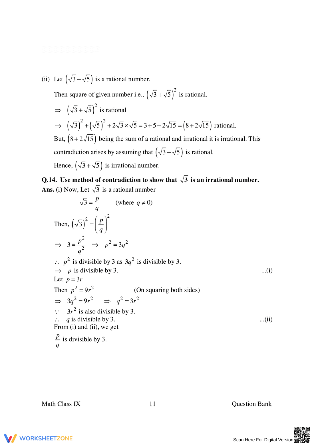 Worksheet on Rational and Irrational Numbers - Page 11