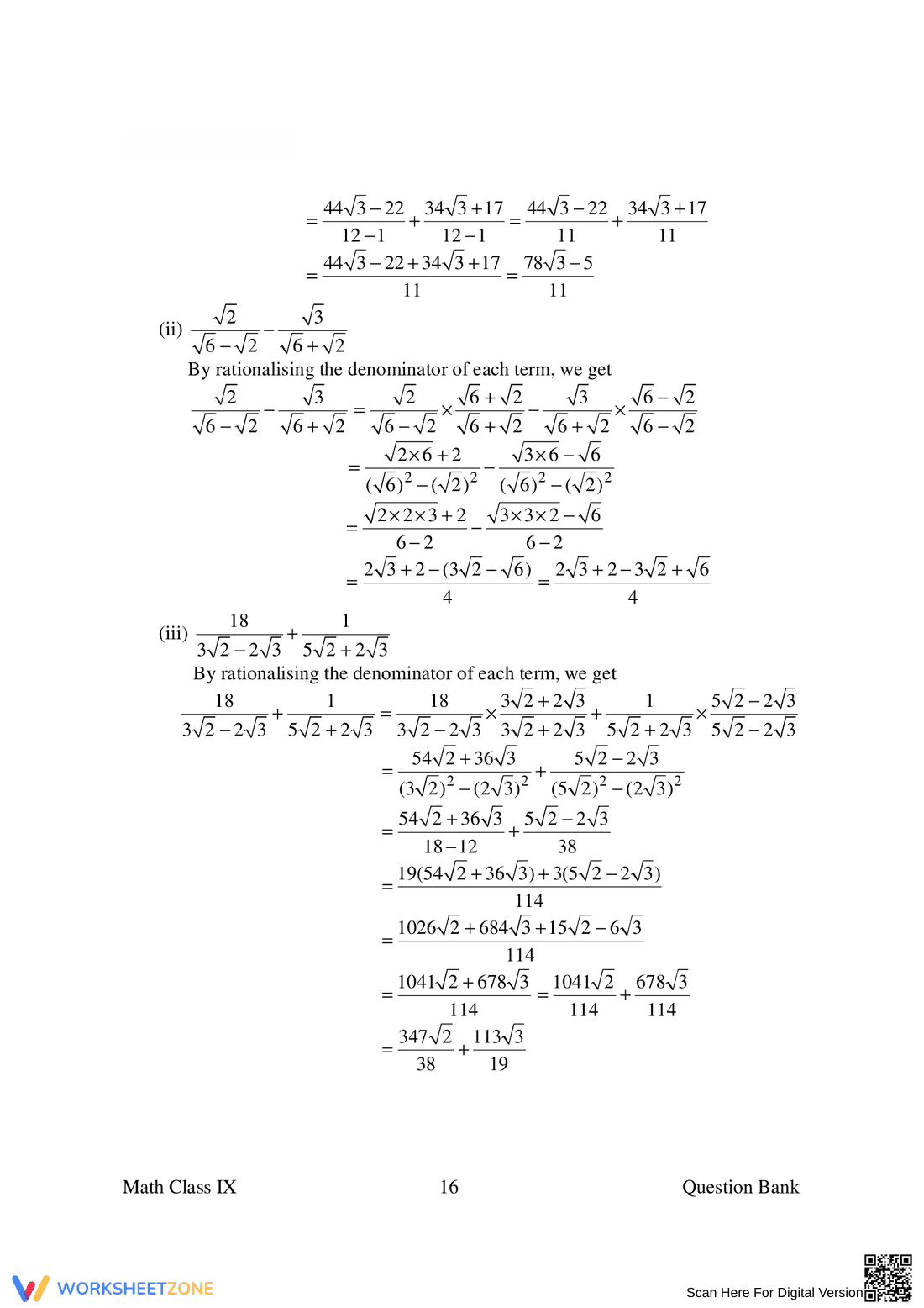 Worksheet on Rational and Irrational Numbers - Page 16