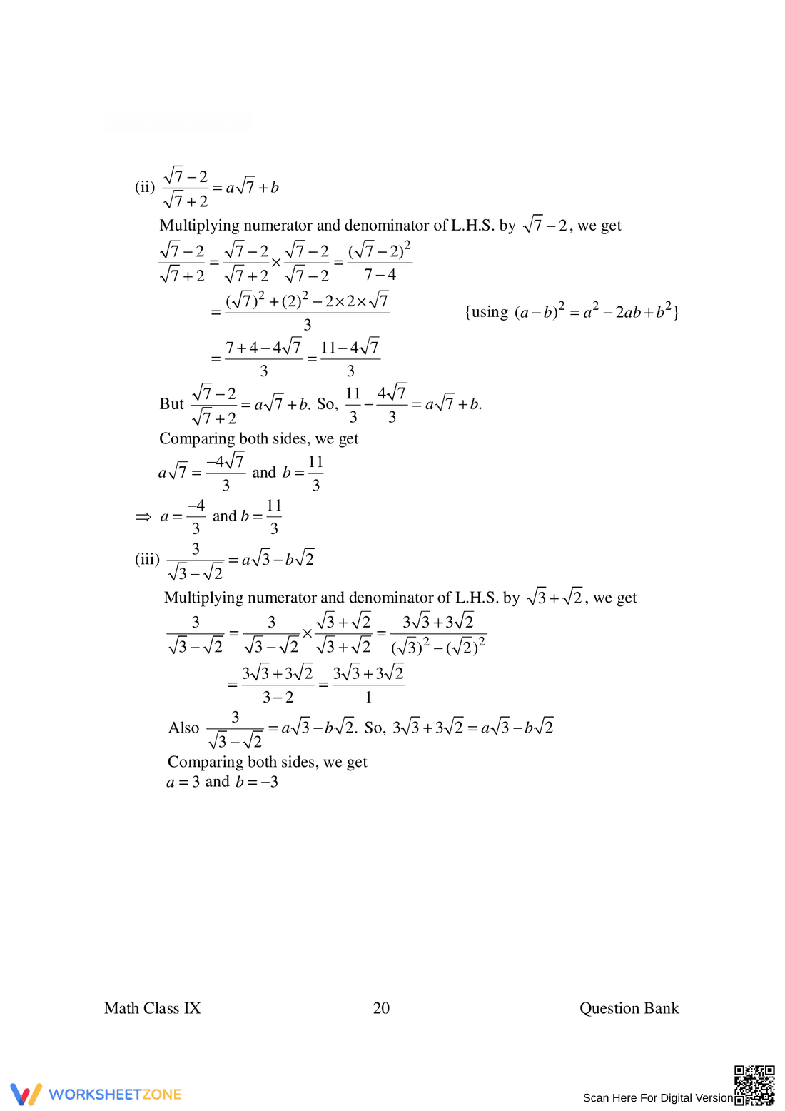 Worksheet on Rational and Irrational Numbers - Page 20