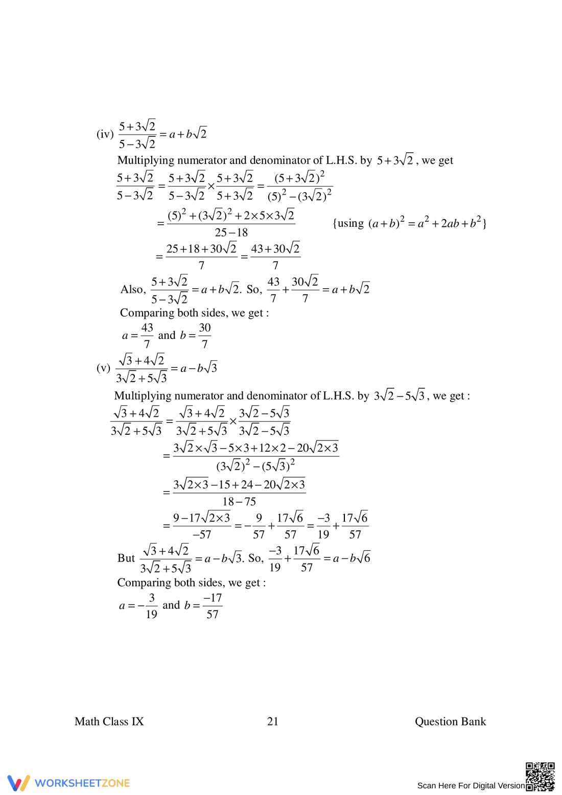 Worksheet on Rational and Irrational Numbers - Page 21
